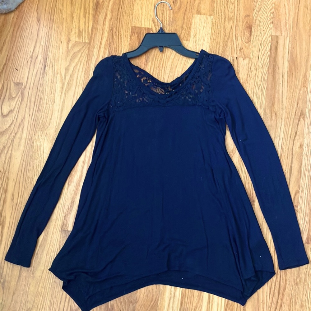 Navy blue Hollister mesh panel long sleeve